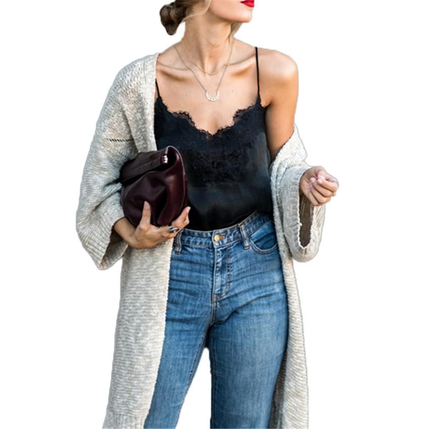 satin tank top with lace