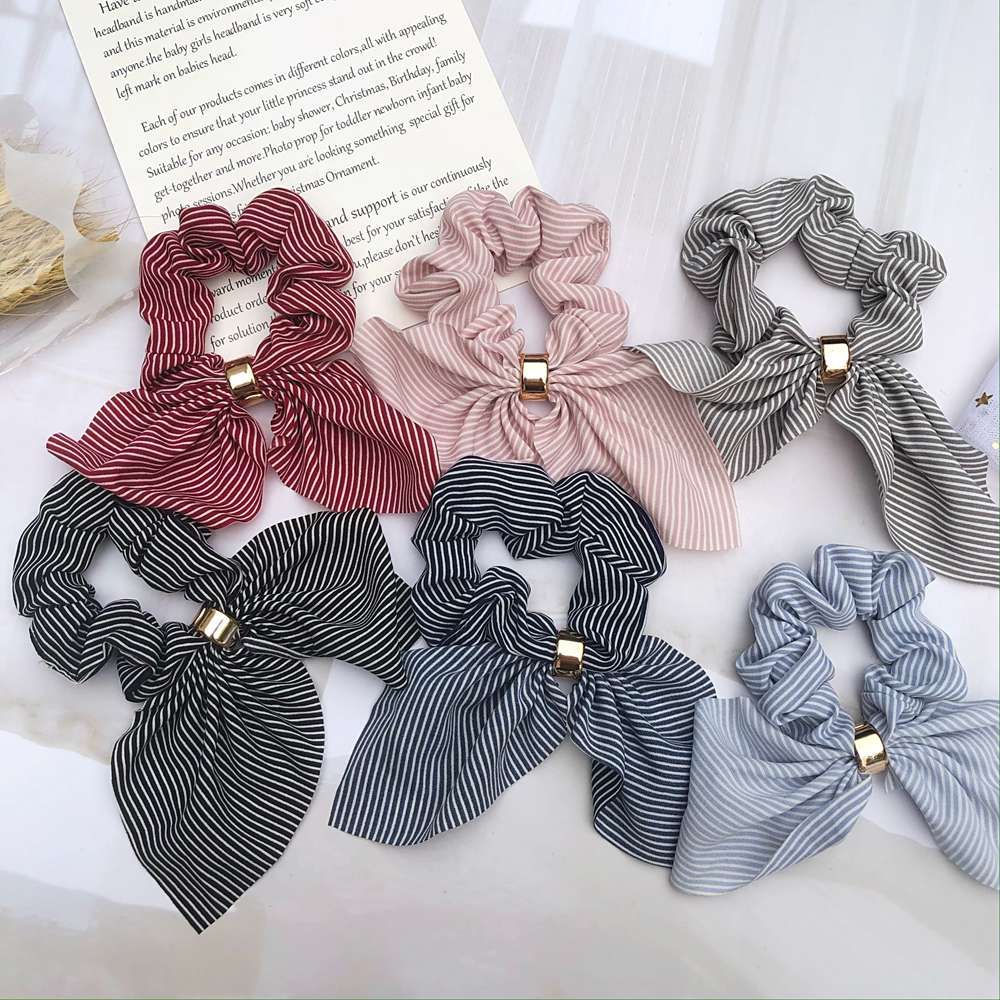 New Elastic Hair Ties Hair Bands Bunny Rabbit Ears Style Bows HairBands  Stripes Dots Girls Ponytail Holder Pony Girl Rubber Hair Accessories | Rabbit  Ears Striped Elastic Hair Accessories Hair Band For