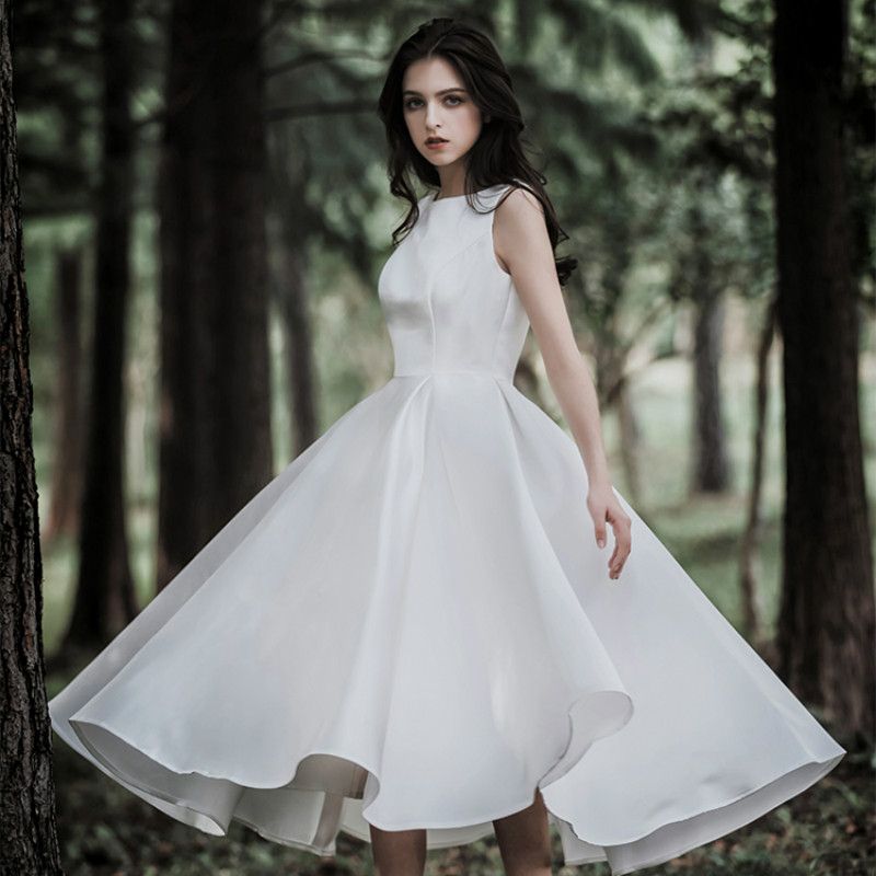 modern tea length wedding dress
