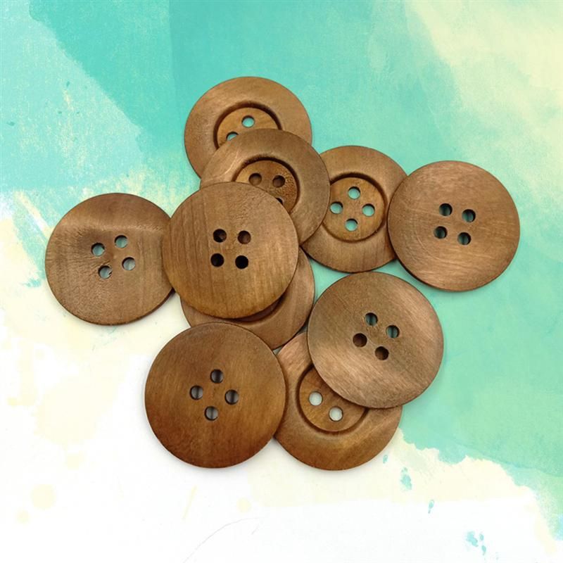 50Pcs À faire soi-même 2 trous plat bois boutons pression Noir Fait à la main Boutons Artisanat
