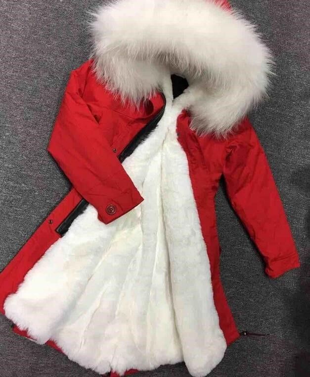 white fur coat red lining