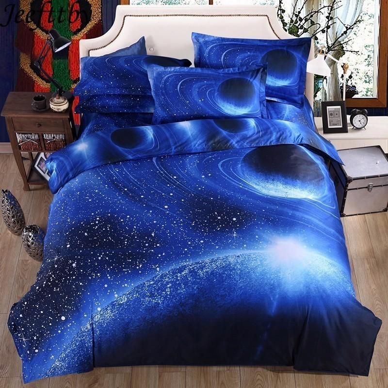 Jeefttby Home Textile 3d Cosmos Galaxy Starry Sky Pattern Bedding