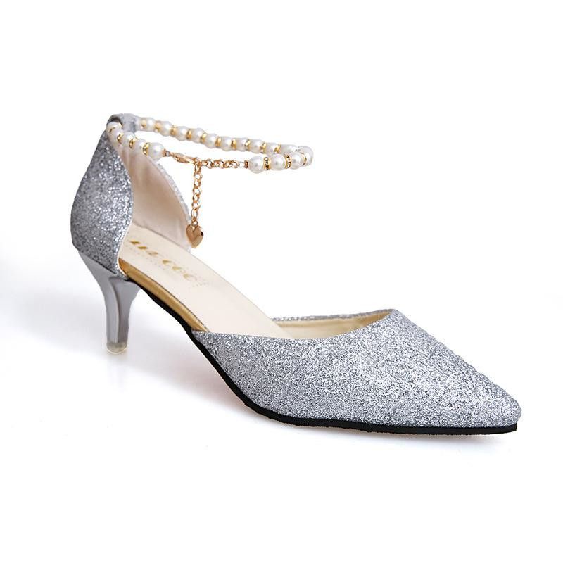 silver shoes with bling