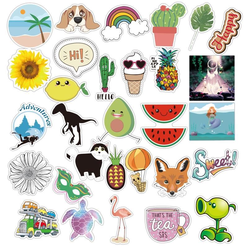 Small Fresh Cute Stickers Waterproof Stickers Removable Trolley