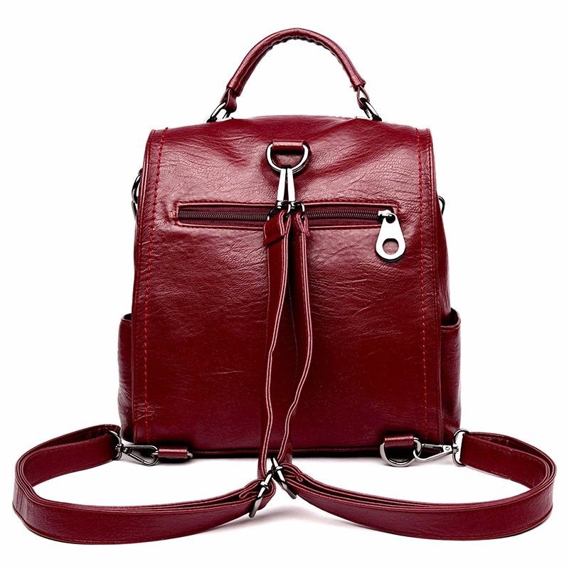 Luxury Leather Backpacks Women Designer Ladies Bagpack Vintage Large Capacity Solid Backpacks For Girls Female Back Pack blue