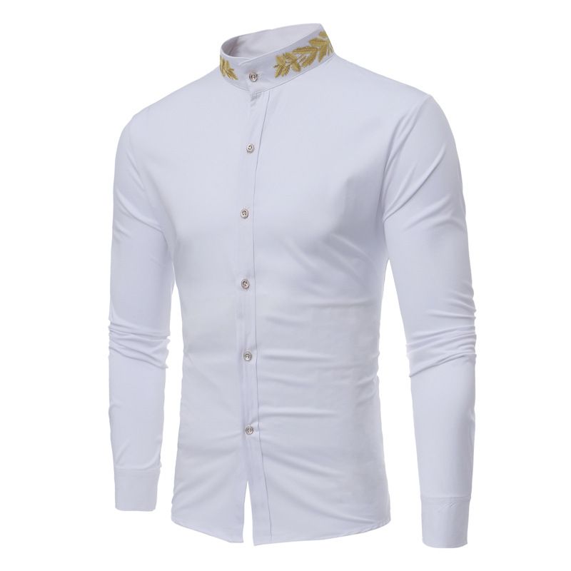 men's white and gold dress shirt