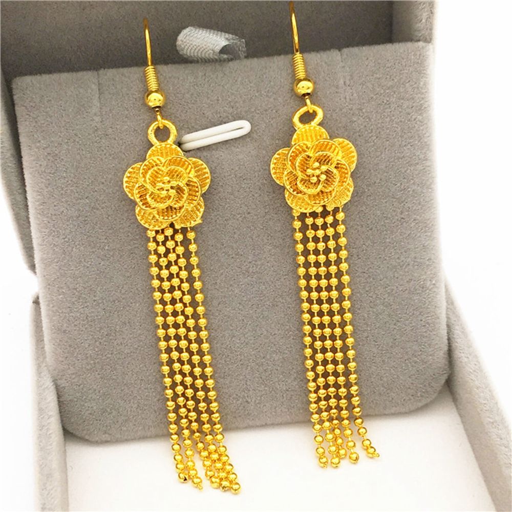 Gold Cotton Filled Gift Box for Free Gold Finish Clear Tear Drop Stone Pendent Necklace With Circle Dangle Earrings Set For Women
