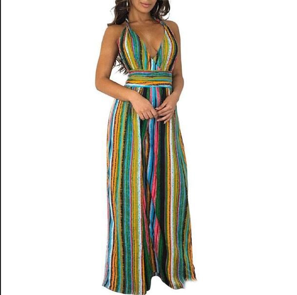 vertical striped jumpsuit