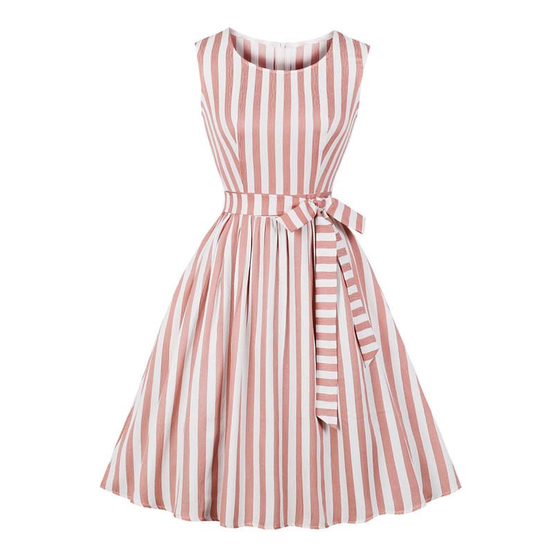 Compre Das Mulheres Listrado Em Torno Do Pescoço Vestido De Festa Retro Vintage Sem Mangas Rockabilly Swing Vestidos De Verão Mulheres Listras Vestidos Plus Size De Xiangdeng88, $148,63 | Pt.Dhgate.Com