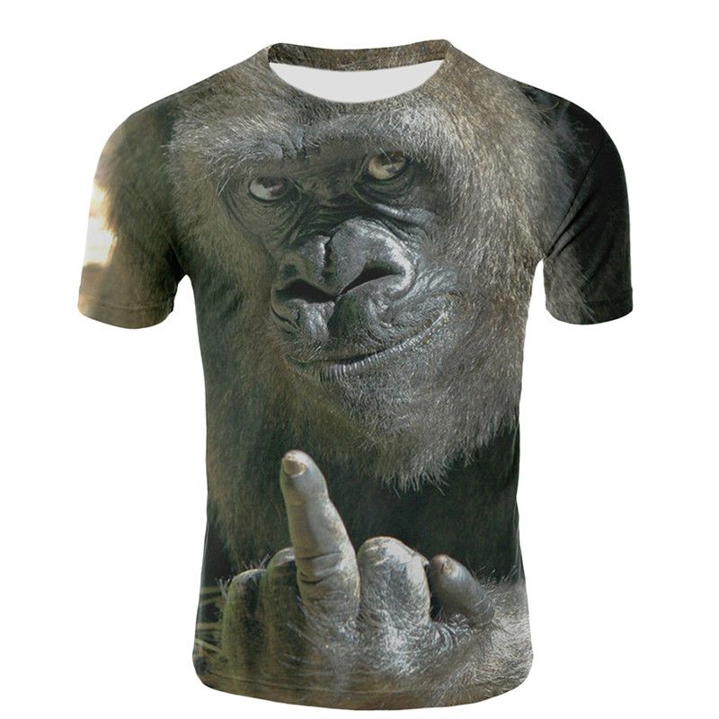 3D Funny Gorilla Monkey Printed Tee Cotton Men T-Shirts Short Sleeve Tops Shirt