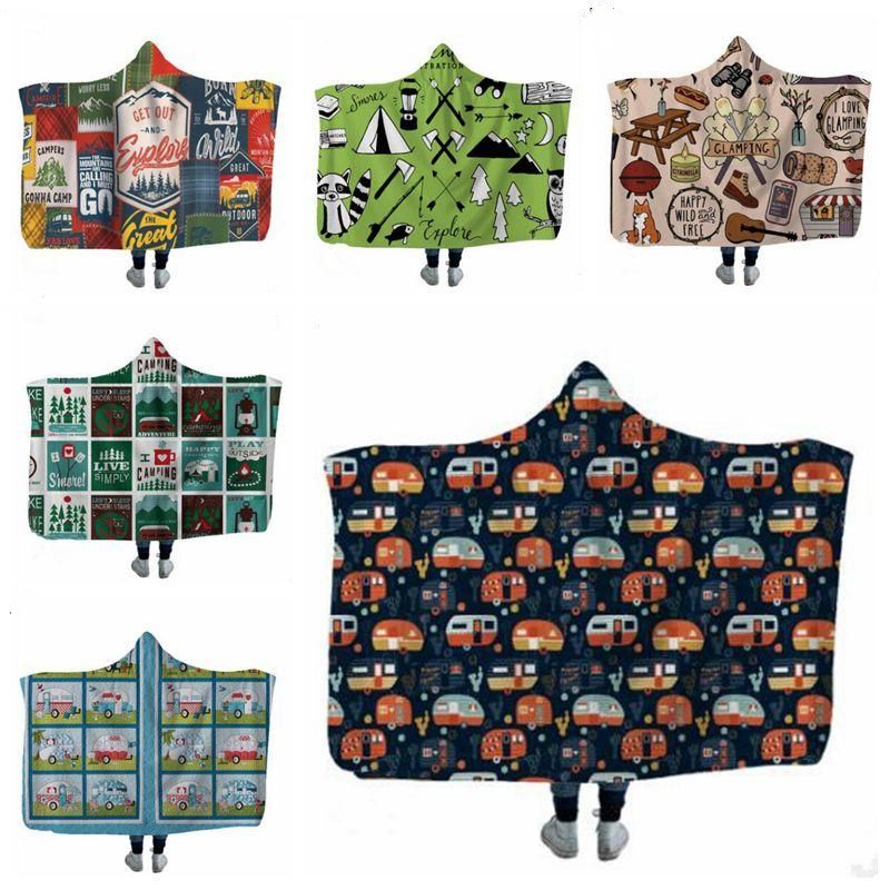Picnic Hooded Blankets Warm Camping Car Throw Blanket With Hood Sherpa
