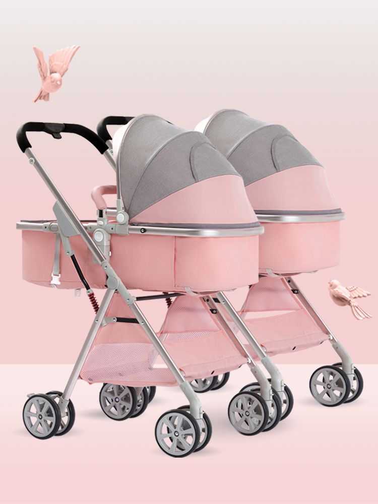 pink twin stroller