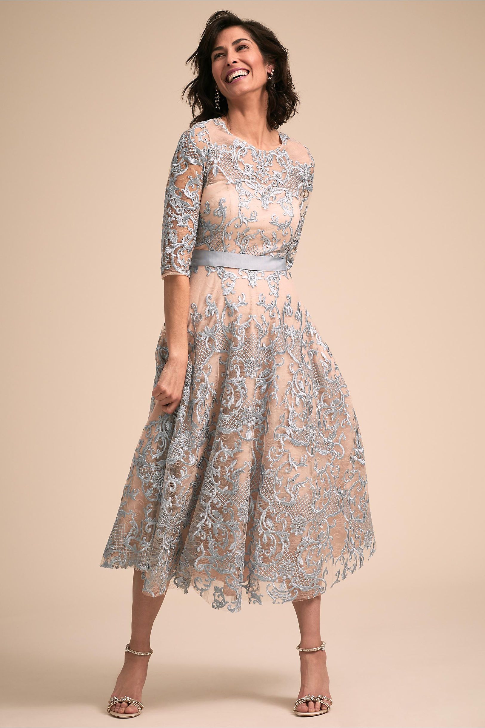 BHLDN Мать Невесты Платья Драгоценностей Шеи Кружева Аппликационные Чайной  Длина Чая Половина Длинные Рукава Вечерние Платья Плюс Размер Платья  Выпускного Вечера От 9 018 руб. | DHgate