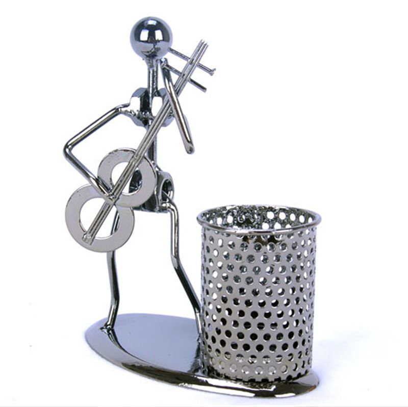 Discount Metal Art Crafts Pencil Pen Holder Musician Guitar Band Office