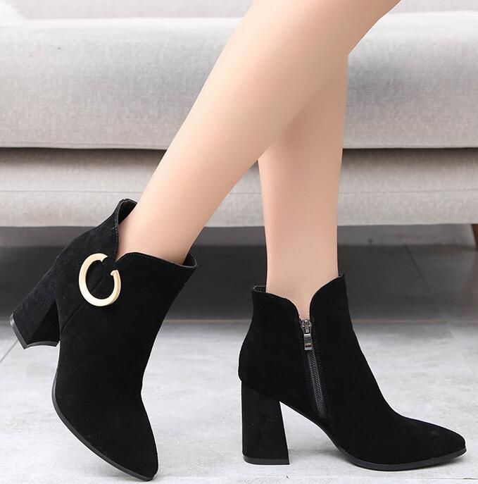 Women Ankle Boots Platform Chunky Heel 