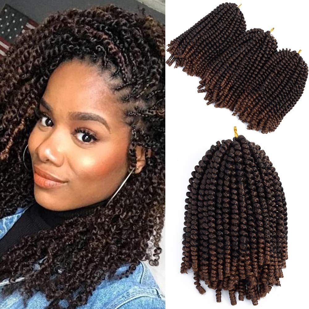 2020 8inch 3packs Spring Twist Ombre Crochet Hair Curly Synthetic