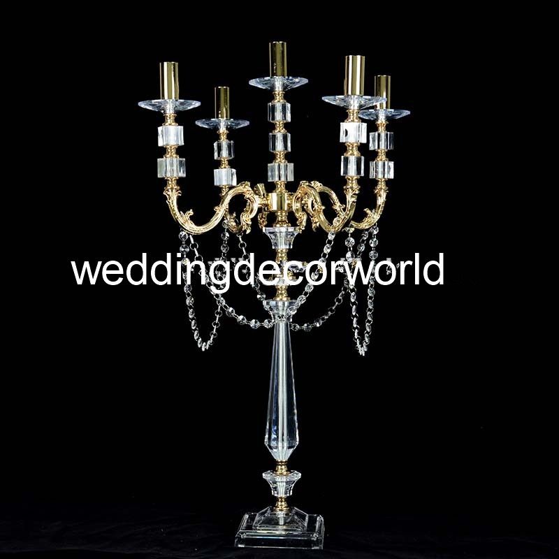 New Style Gold Flower Candle Holder Arrangement Stand For Table Wedding