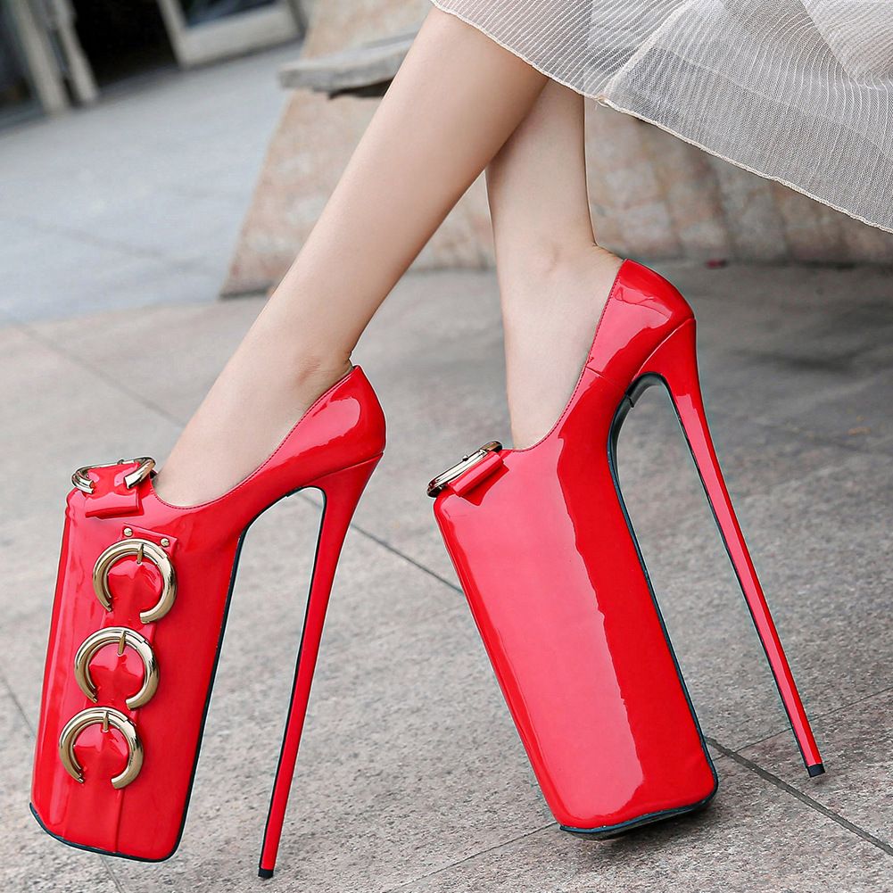 Sexy Ultra 30 CM Hoge Hakken Stage Schoenen 20cm Platform Party Dames Pumps  Metalen Gesp Big