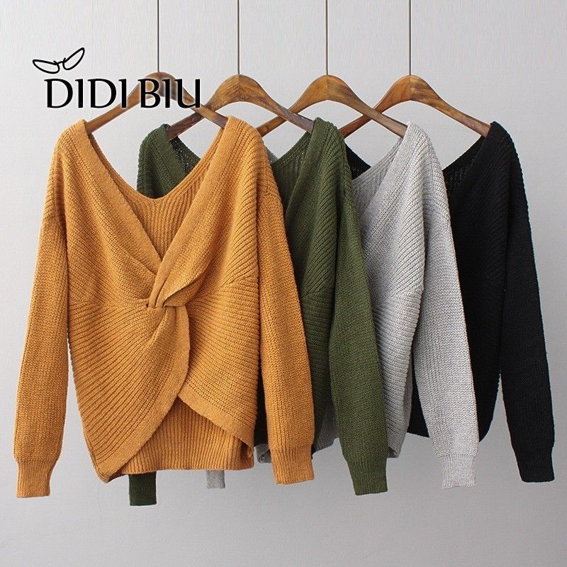 DIDI Fashion New Pattern Tie Irregular Long Sleeve Pullover Black Solid  Color Sweater Woman Free Size DH462, Gender Best Quality And Cheapest Price  | DHgate.Com