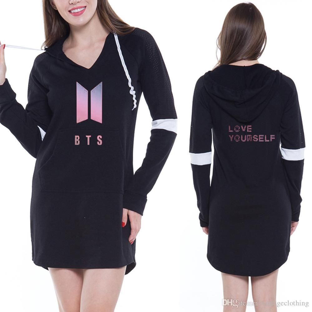 Sudaderas con capucha BTS Sudadera bts Ropa BTS Otoño Chicas Coreano Casual Suelta Negro Gris