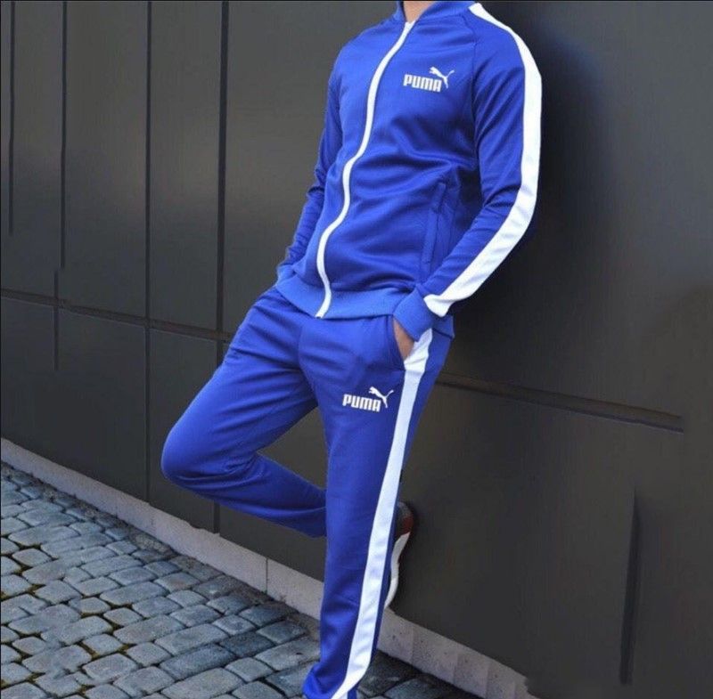 blue and black sweatsuit