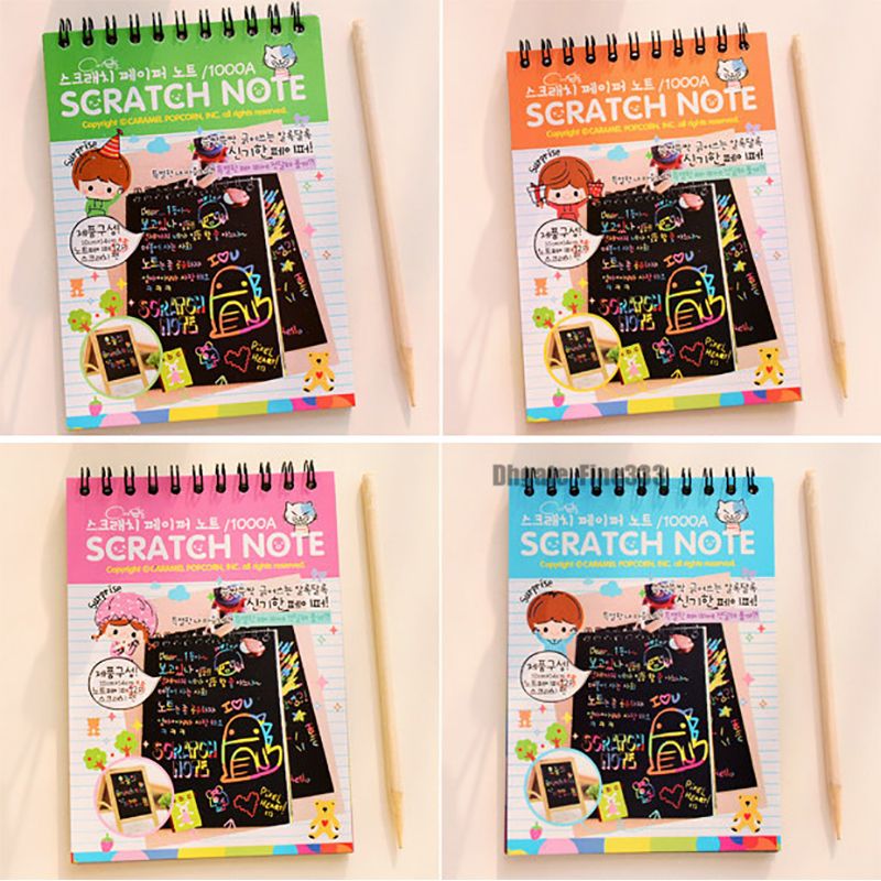 2020 Magic Color Rainbow Scratch Paper Notebook Diy Drawing