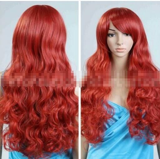 Ladies Auburn Red Straight Long Wig Full Fringe Fashion Cosplay Fancy Dress