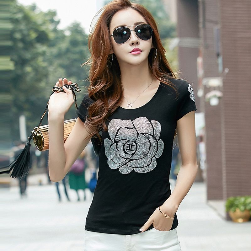 Compre Nuevas Camisetas Femeninas Silver Rose Tshirt Fashion Print  Rhinestone Camisetas De Algodón Para Mujeres Poleras De Mujer Summer  Diamond Tops Y19072001 A 9,75 € Del Qiu02 | Es.Dhgate.Com