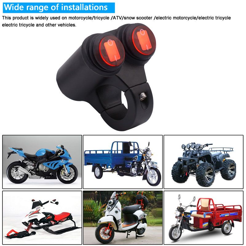 2,5/ cm moto manubrio doppio controllo interruttore faro faretto interruttori on//off con spia luminosa