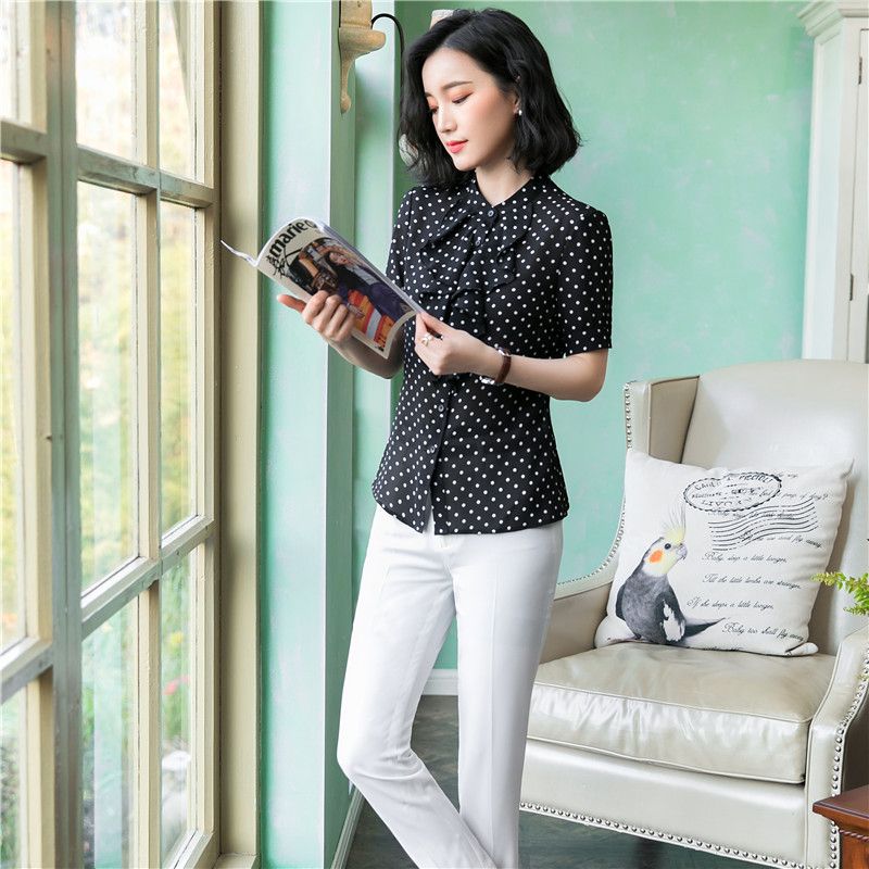 black formal chiffon blouses