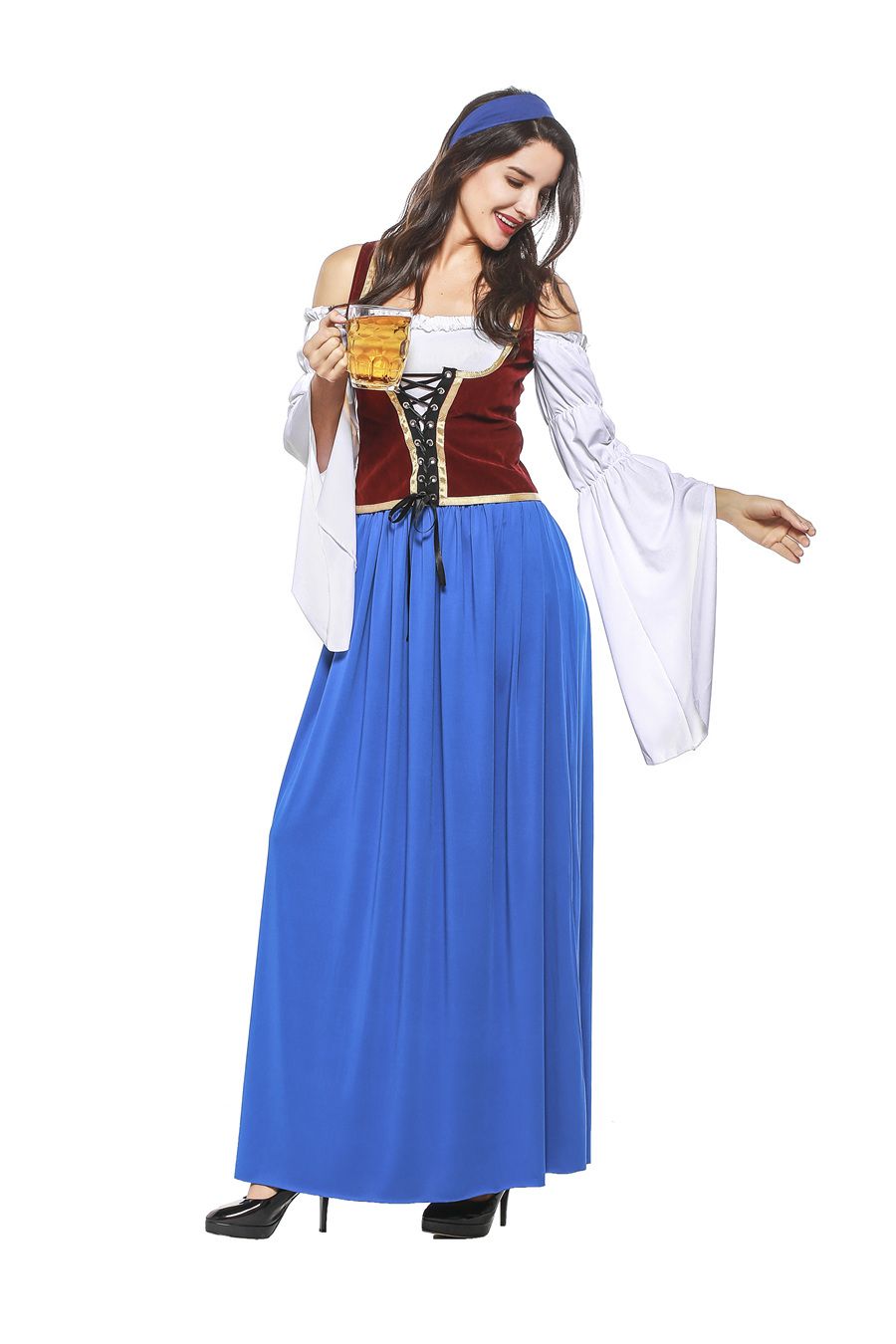 Acquistare Vestito Da Donna Di Oktoberfest Tedesco Di Stile Lungo Vestito Da  Ragazza Di Carnevale Di Carnevale Di Birra Vestito Da Cameriera Bavarese Di  Cosplay Di Mardi Gras Blu Economico | Consegna