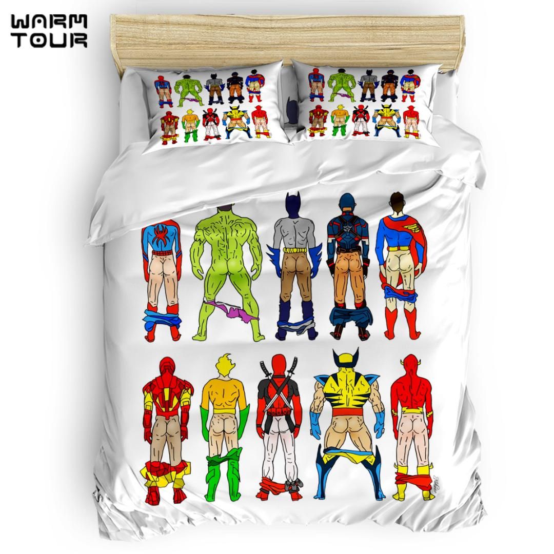 Warmtour Duvet Cover Superhero Butts Duvet Cover Set Bedding Set