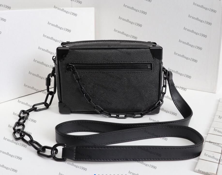 M44480 Zwarte bloem symmetrische kofferbak doos tas lederen mini emmer  schoudertassen pouch vrouwen mode nieuwe cross