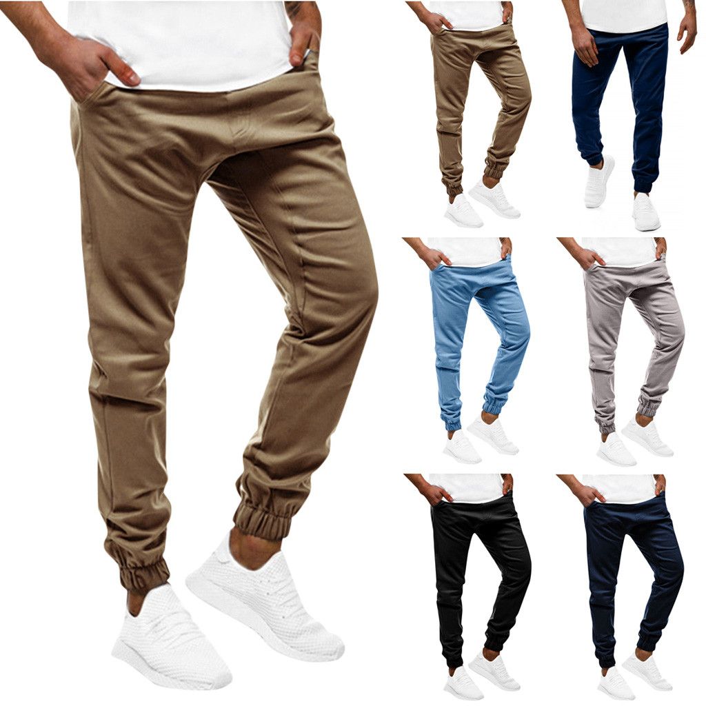 Pantalones Hombre Casual Fitness Bodybuilding Bolsillo Solid Pantalones Hombre Casual Fitness Bodybuilding Bolsillo Solid