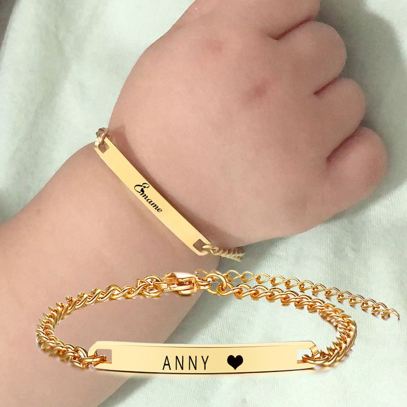 Enlace, Cadena Personalizada Nombre De Bebé Pulsera Brazalete Enlace Ajustable Oro Plateado Tono Para Niños Niños Brazelet Regalos De Navidad De € | DHgate