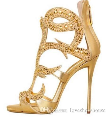 gold crystal sandals