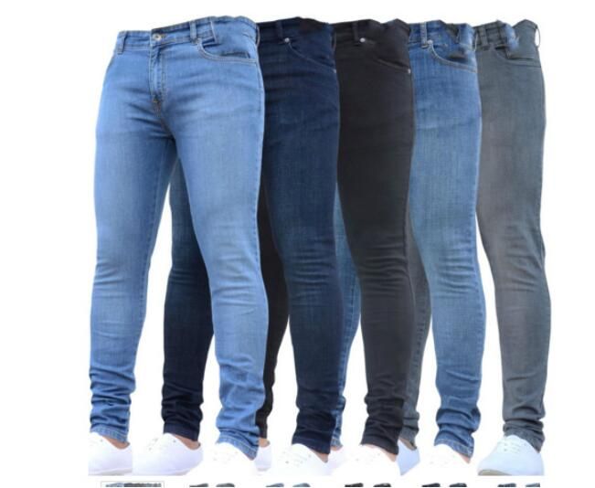 tapa Sanción Geometría 2 clor azul Negro Ripped Jeans Hombres Con Agujeros Super Flacos Famoso  Diseñador de la Marca Slim Fit Destroyed Torn Pantalones Jean para hombre