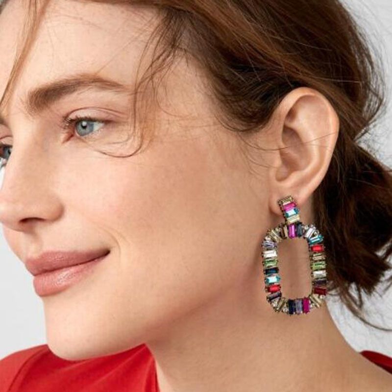 2019 Crystal Rectangle Drop Dangle Earrings For Women Hot Sale