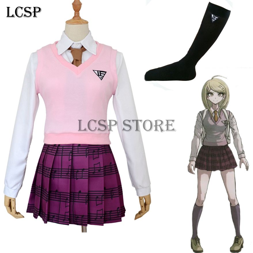 Danganronpa V3 Akamatsu kaede Cosplay Costumes High School Sailor Uniform Set