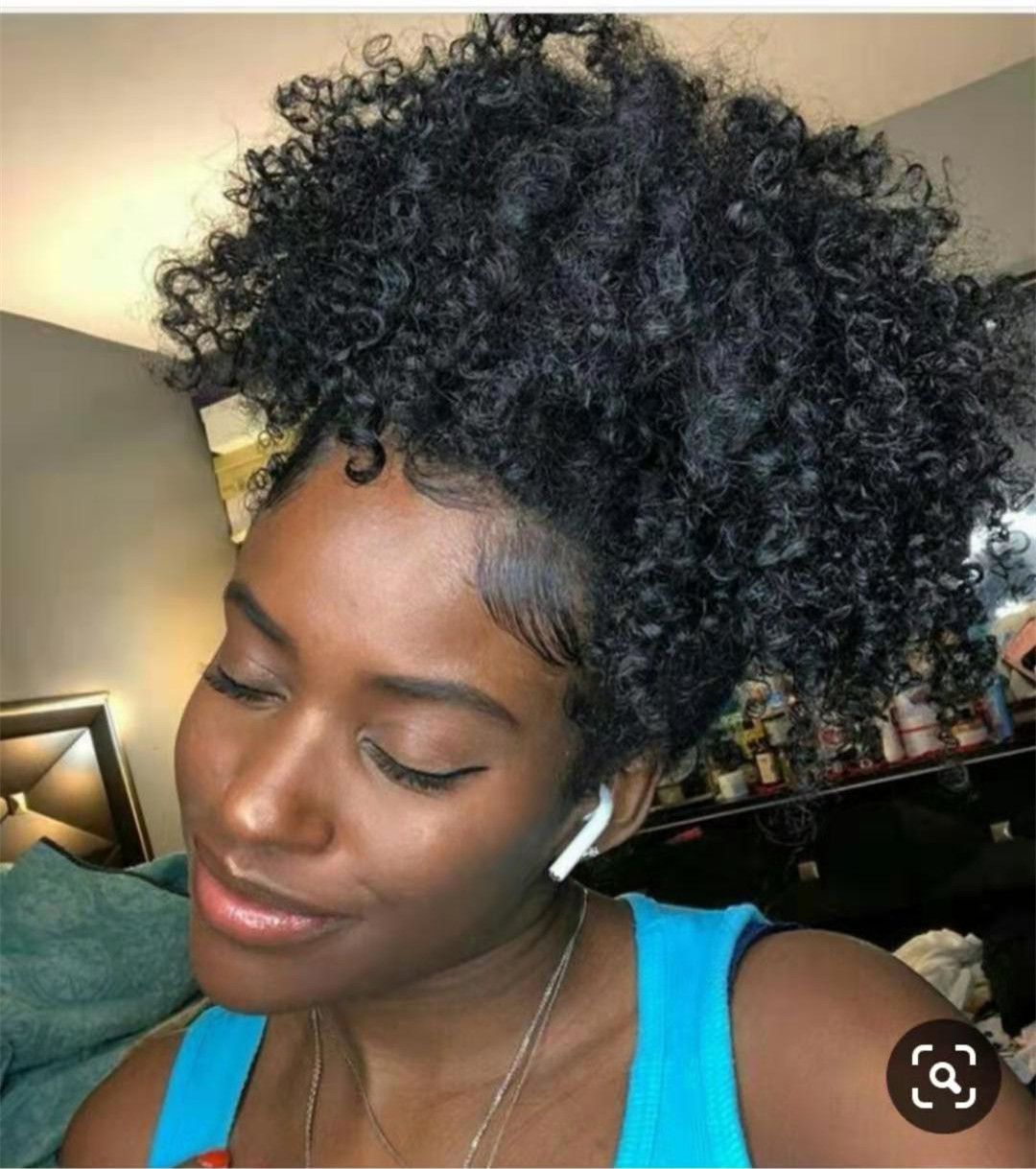 100 Human indian hair afro kinky curly drawstring ponytail extension for black women black hair elastic 100 Human indian hair afro kinky curly drawstring ponytail extension for black women black hair elastic