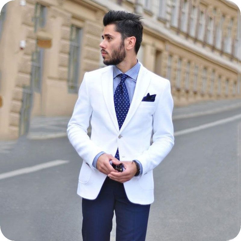 High Street White Men Suits Casual Male 