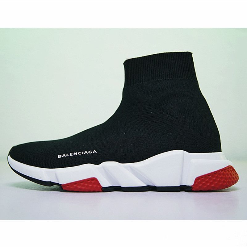 Diseñador de Speed ​​Trainer moda hombre mujer Calcetines Botas negro blanco azul rojo brillo Plana para Zapatillas Zapatillas Casual Zapatos