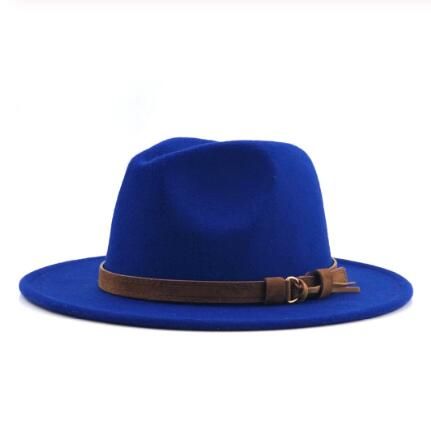 Guizhoujiufu Autumn and Winter Wool Fedora Panama Hat with Leather Ribbon Guizhoujiufu Autumn and Winter Wool Fedora Panama Hat with Leather Ribbon