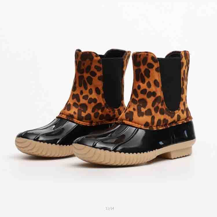 womens leopard duck boots