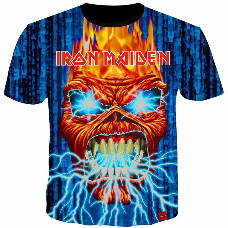 Camiseta 3D caliente Camisetas de impresión de Iron Hombres Mujeres Parejas Heavy Metal Camiseta
