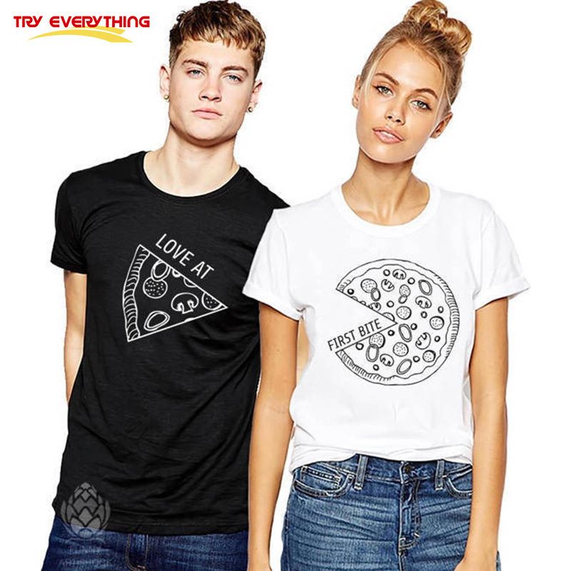 Try Everything Pizza Tshirts For Couples 2019 Casual Matching