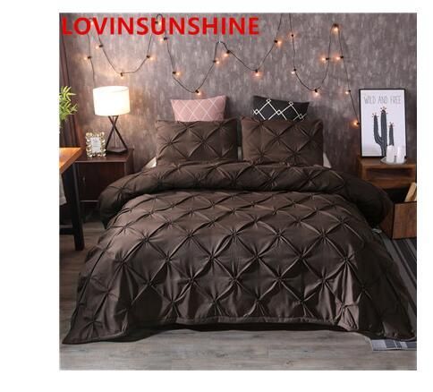 Luxury Black Duvet Cover Pinch Pleat Brief Bedding Set Queen King