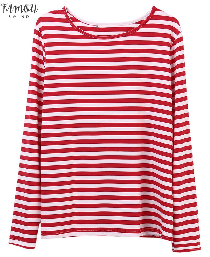 red and white striped tee