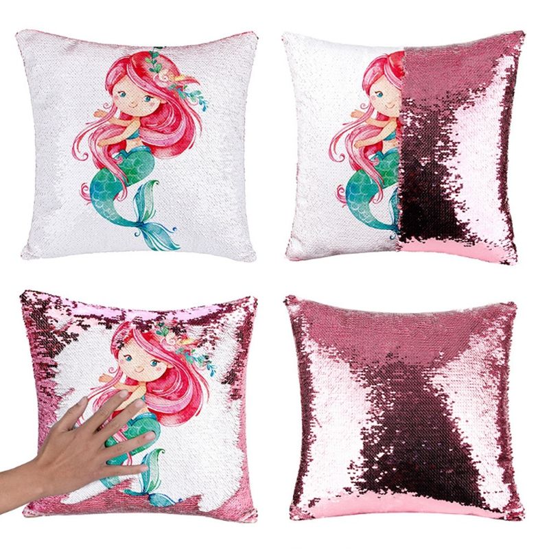 Sequined Pillow Covers Sequins Mermaid Throw Pillow Cushion Cover