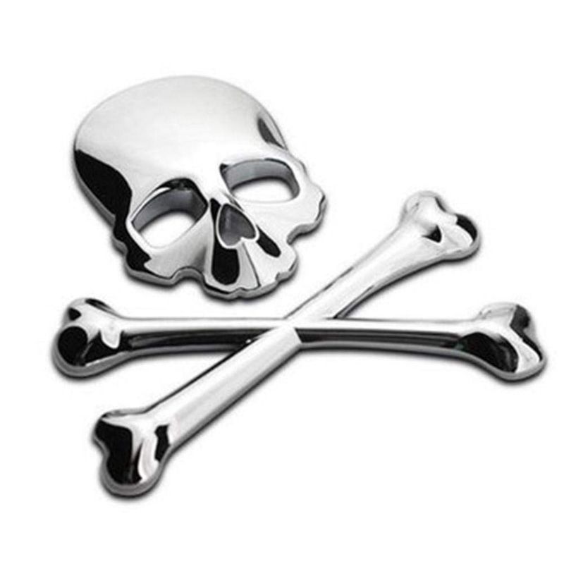 1 X Brand New 3D Chrome Skull Badge Emblem Decal Accessory For Automobile